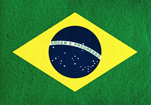 Flag of Brazil, on richly textured paper.