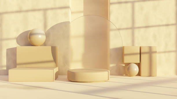 istock Product display podium stand on Brown pastel background. 3D rendering . 1438144961