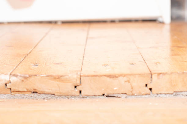 istock Combined old wooden floor boards. 1438145131