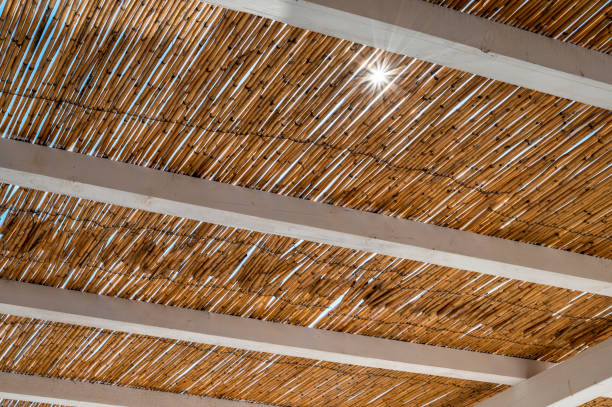 istock Bamboo mats on a roof for Mediterranean shade 1438149299
