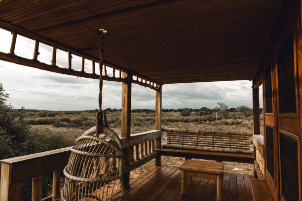 istock Eco lodge wooden patio 1438149954