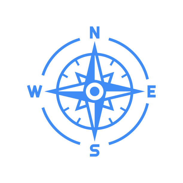ilustrações de stock, clip art, desenhos animados e ícones de compass icon - compass compass rose north direction