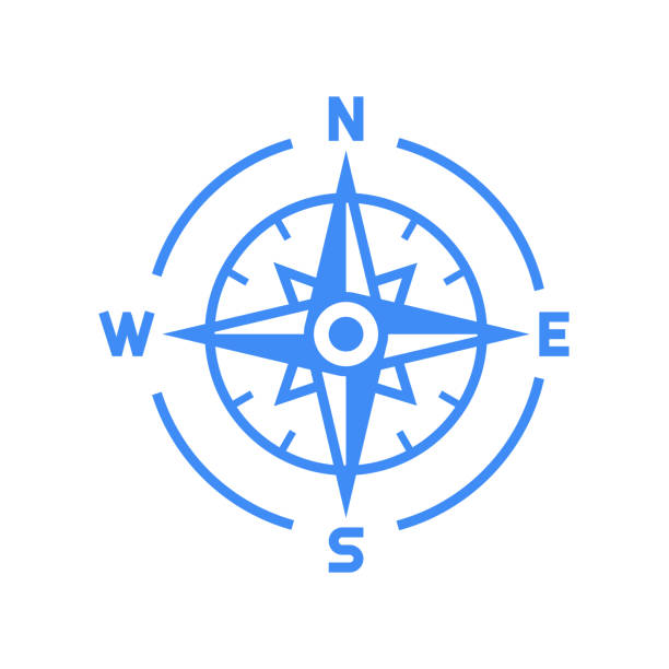 значок компаса - compass compass rose direction north stock illustrations