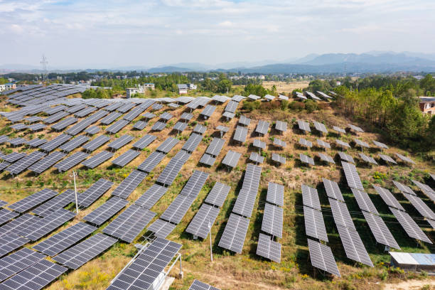 istock Solar power plant in the orchard 1438151360