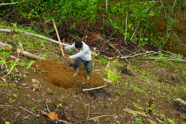 istock Man Digging a Hole with a Hoe - Stock Picture 1438151470