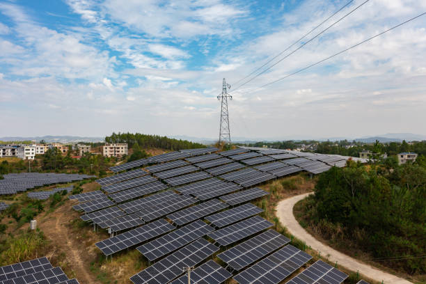 istock Solar power plant in the orchard 1438151603