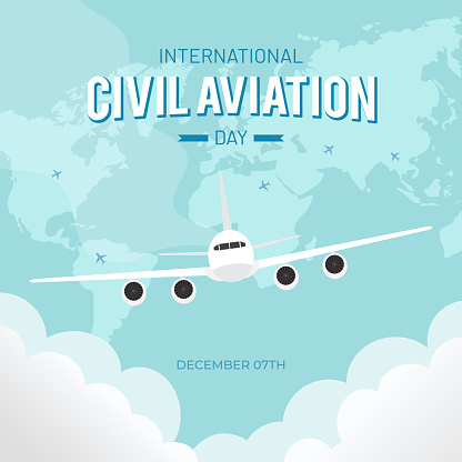 International Civil Aviation Day 7th December with air plane illustration design