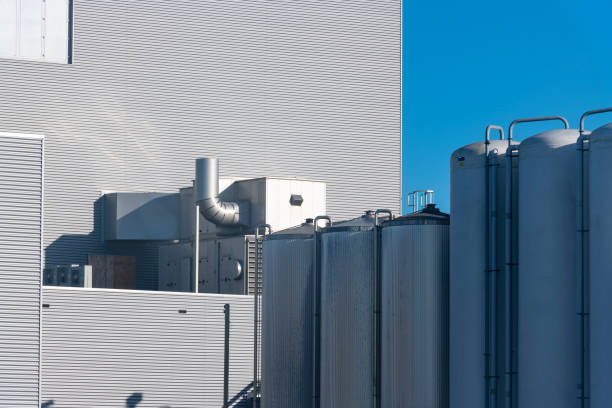 istock Industrial storage tanks close up 1438158003