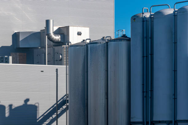istock Industrial storage tanks close up 1438158077