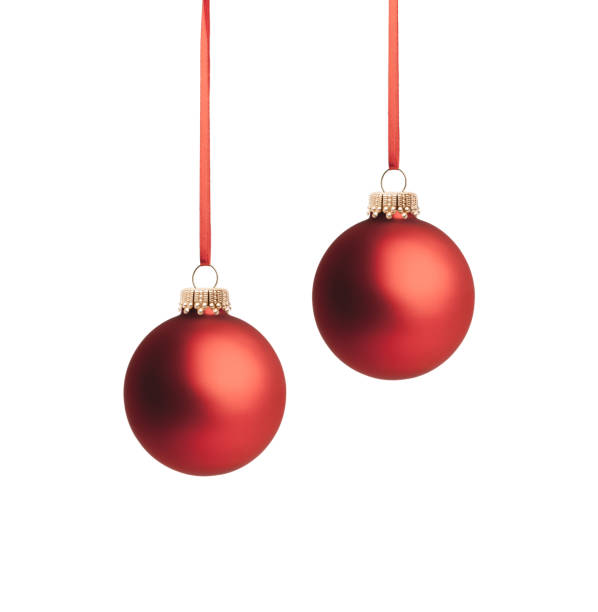 istock Christmas balls with red ribbon 1438159741