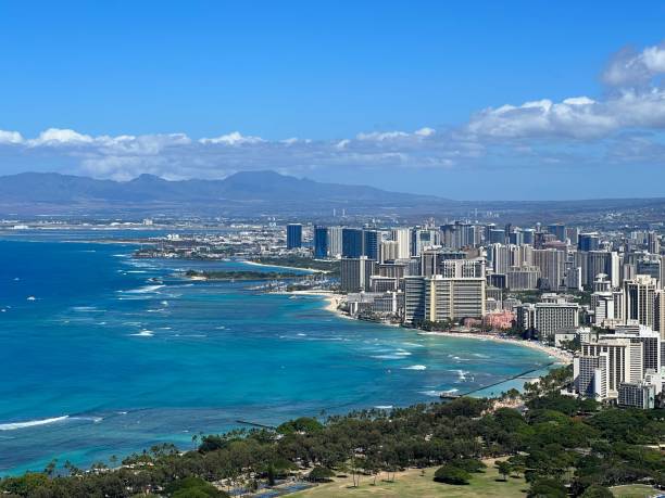 istock Honolulu city view from Diamond Head lookout 1438162358