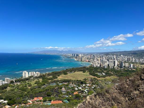istock Honolulu city view from Diamond Head lookout 1438162359