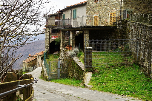 Glimpse of the ancient village of Quota di Poppi, Tuscany, Italy