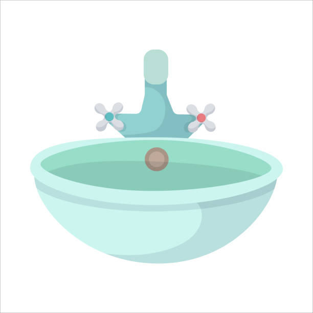 illustrations, cliparts, dessins animés et icônes de lavabo. plomberie de salle de bain. graphiques vectoriels sur fond blanc. - sink