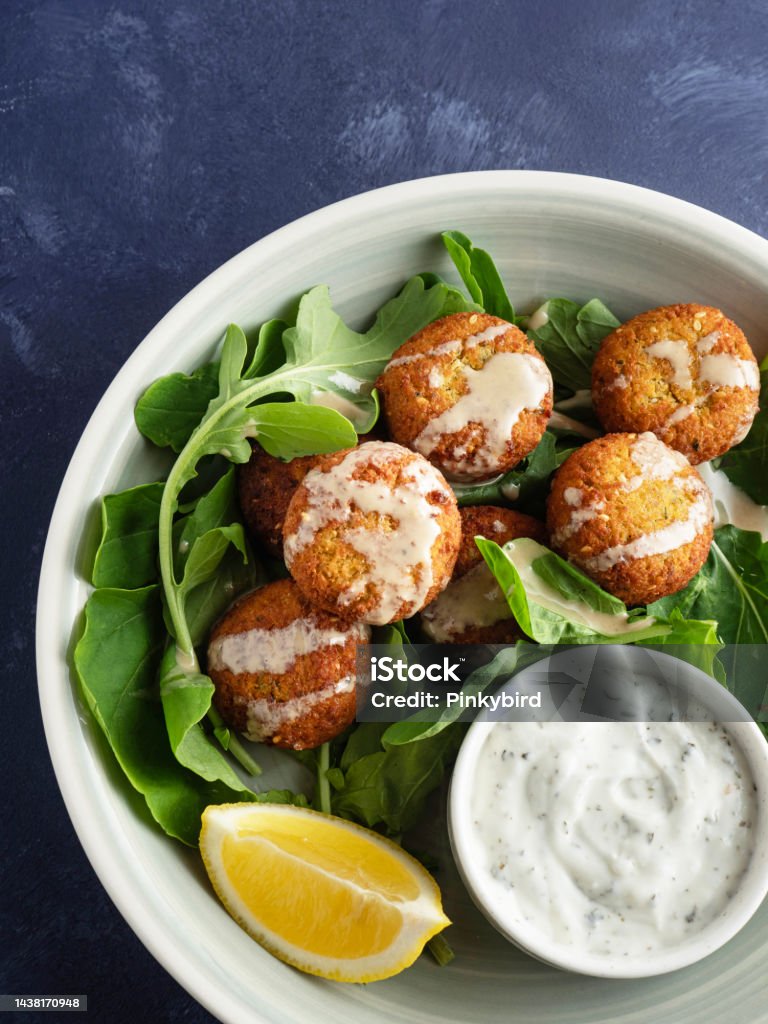 Falafel balls, Falafel, Fried falafel balls, Falafel with vegetable Appetizer, Arab Culture, Baked, Chick-Pea, Food and drink, Food, Salad, Mediterranean Culture Egyptian Culture Stock Photo