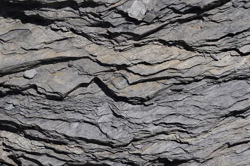 Layers of rock caught as close up view. Sedimentary rock known as flysch with abundant occurrence in the alps. It is suitable as background.