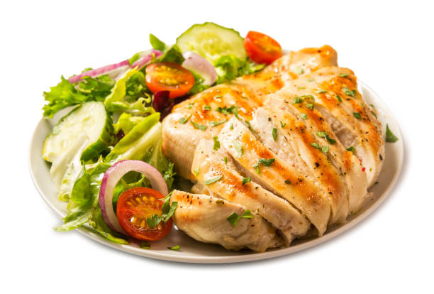 istock Chicken breast with salad 1438172536