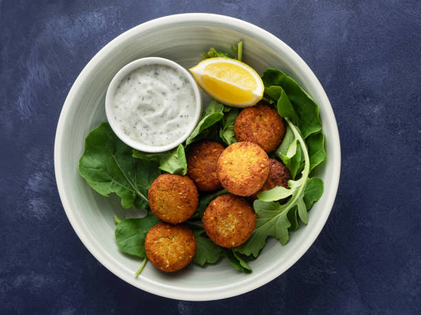 Falafel balls, Falafel, Fried falafel balls, Falafel with vegetable stock photo