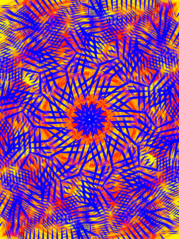 an abstract image that combines red, yellow and blue