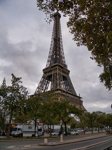 Paris, France - October 18, 2022: View on the Eiffel Tower in Paris