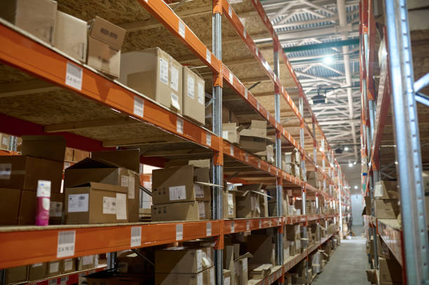 istock Interior of a modern commercial warehouse facility 1438177878