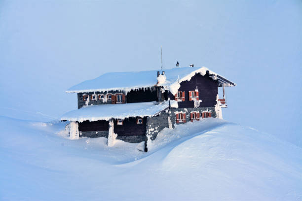 Balea chalet in the Fagaras mountains in winter balea, Romania – January 28, 2019: Balea chalet in the Fagaras mountains in winter, covered with snow balea lake romania stock pictures, royalty-free photos & images