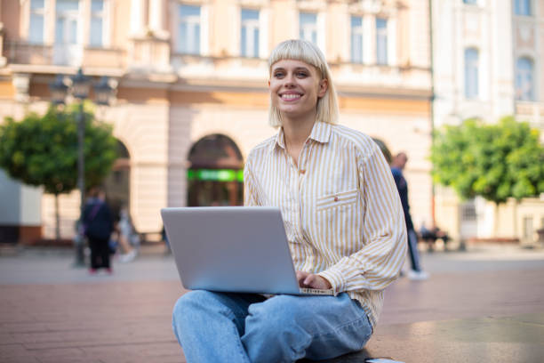 istock Working on a laptop stock photo 1438177997