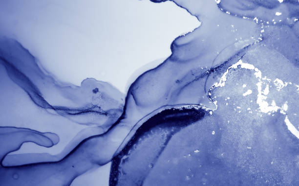 istock Snow Ink Paint. Art Flow Illustration. Blue 1438178044
