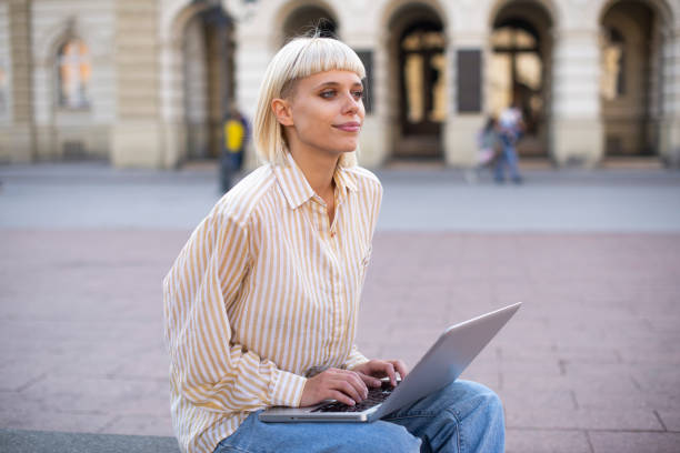 istock Working on a laptop stock photo 1438178082