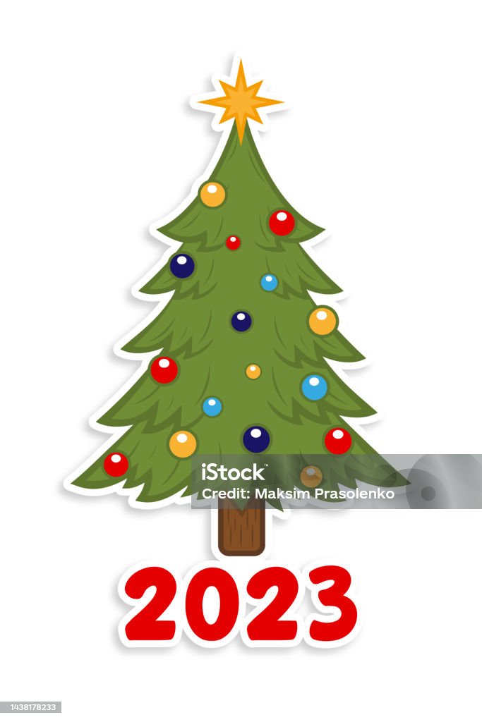 merry christmas tree sticker' Sticker