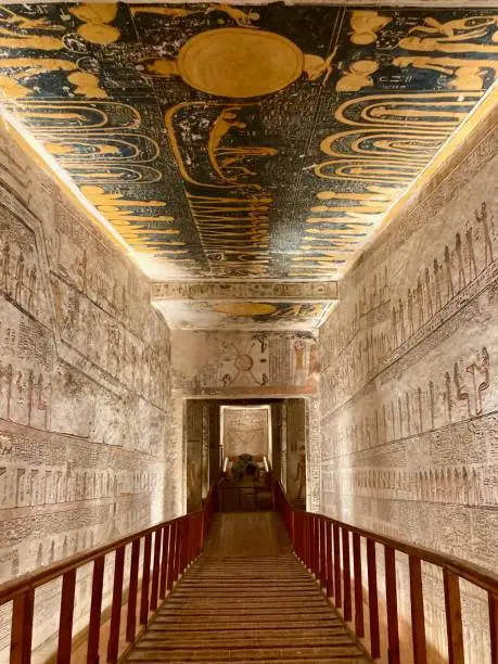 Photo of Wall paintings inside the tomb of Rameses V and VI in the Valley of Kings, Luxor, Egypt