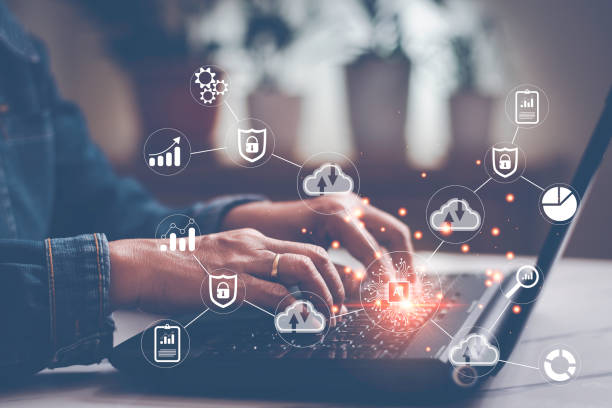 istock Customer service managerment and new technology bigdata and business process strategy digital transformation change internet of thing, cloud computing, smart industry, Ai technology. 1438181057