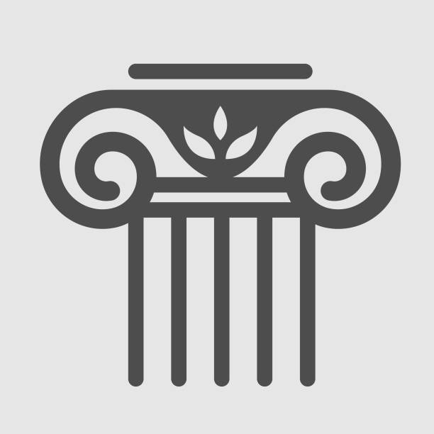 illustrazioni stock, clip art, cartoni animati e icone di tendenza di antica colonna ionica. pilastro greco, elemento architettonico. illustrazione vettoriale - ionic