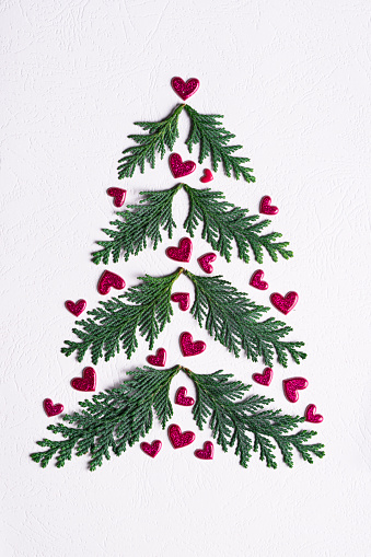 Christmas tree with hearts