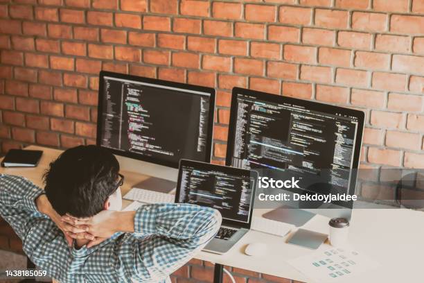 Relax Programmer People Worker Relaxing Concept Man Relaxing Resting His Eyes On ...