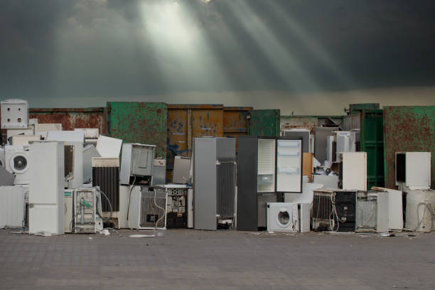 istock Landfill of electronic waste, ready for recycling. Environmental problem, concept image. 1438185192