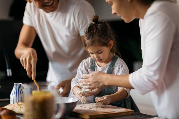 istock Caucasian family preparing lunch 1438185847
