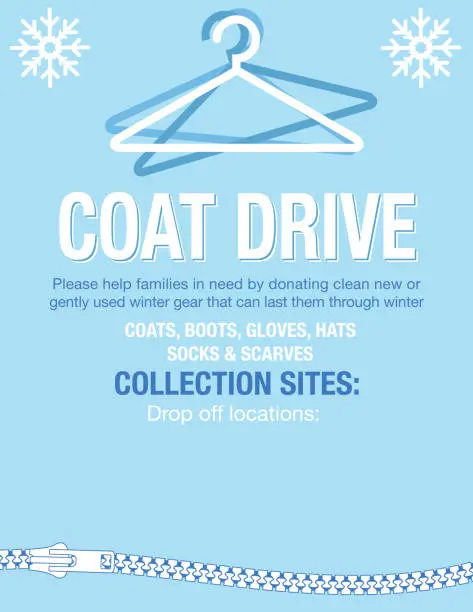 Vector illustration of Winter Coat Drive Charity Poster Template