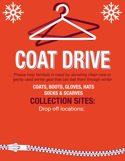Winter Coat Drive Charity Poster Template vector art illustration