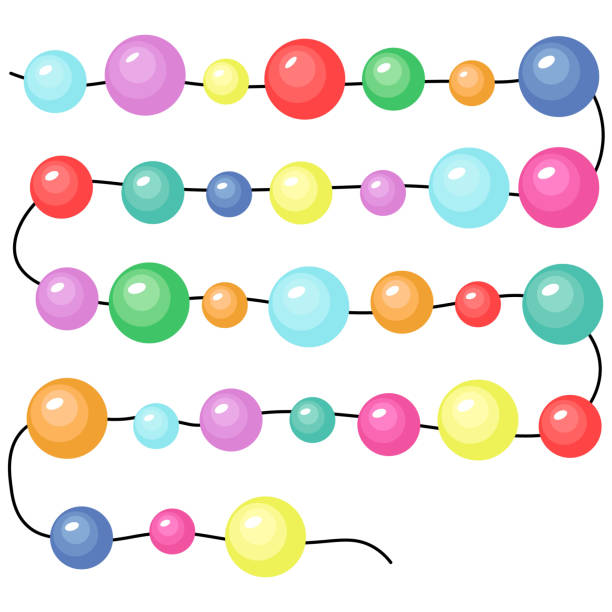фон с разноцветными бусинами на нити - bead stock illustrations