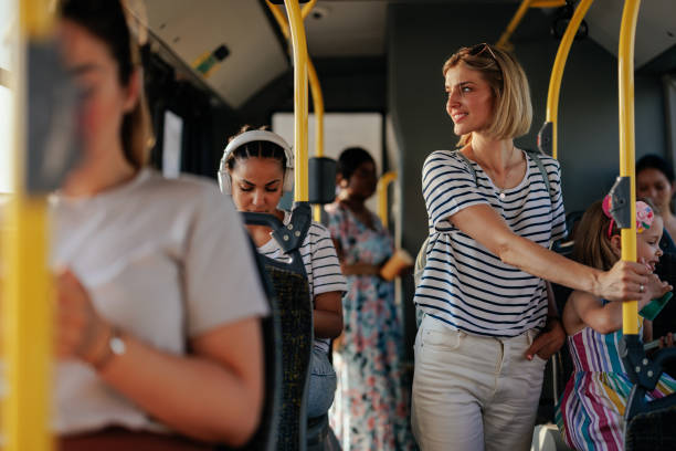 istock Crowded public city bus 1438188558