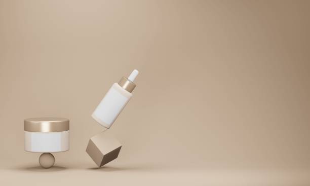 istock A set of cosmetic bottles for liquid, cream. 3d rendering. 1438190191