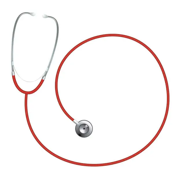 Vector illustration of Red Stethoscope on a Transparent Background