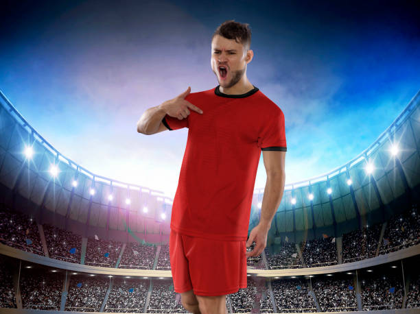 istock Soccer player with the uniform of his country on stadium. 1438193473