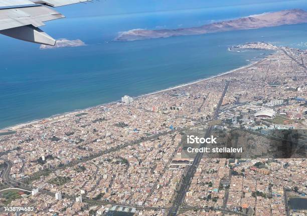Aerial View Of Lima Peru Stock Photo - Download Image Now - Aerial View, Aircraft Point of View, Aircraft Wing