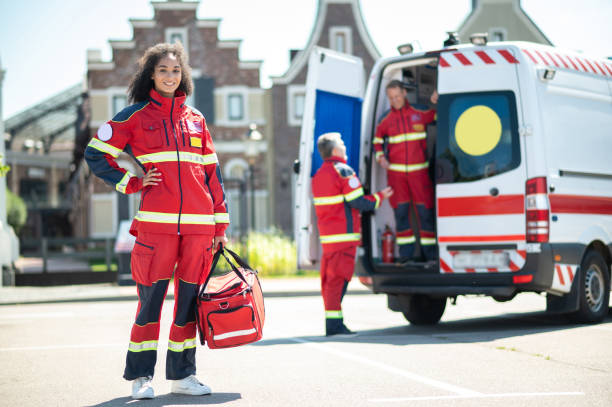 istock Pleased ambulance doctor prepared for the shift 1438194870