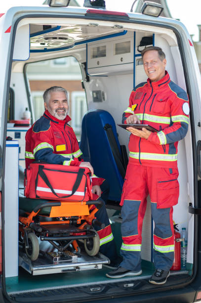 istock Paramedical staff posing for the camera in the EMS vehicle 1438194906