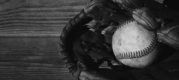 istock Old baseball banner in black and white 1438199330