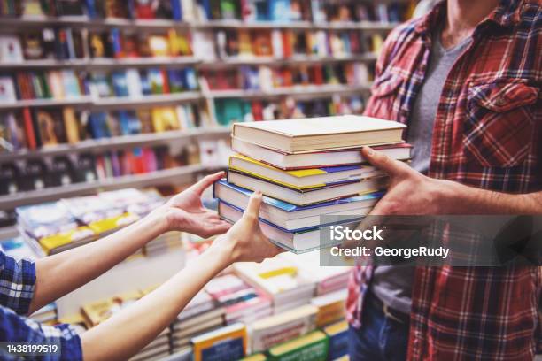 Young People At The Book Shop Stock Photo - Download Image Now - Bookstore, Book, University