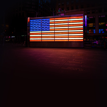 Neon American Flag in Times Square